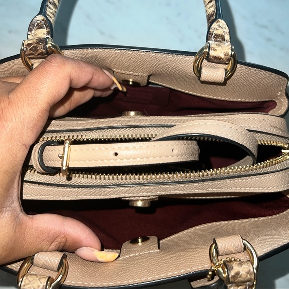 Beige 3-D Flower Coach Purse - Picture 3 of 3